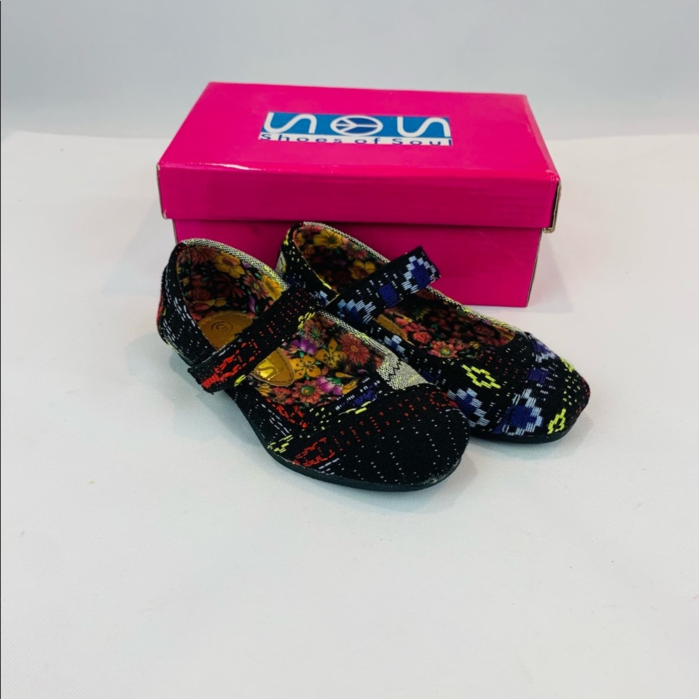 Brand New Toddler Girls Black Multi Flats